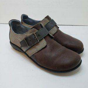 Naot Womens Tane Buckled Slip On Leather Shoes Size US 7 Brown Flats Round Toe